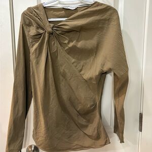Zara Brown Blouse with Elegant Knot